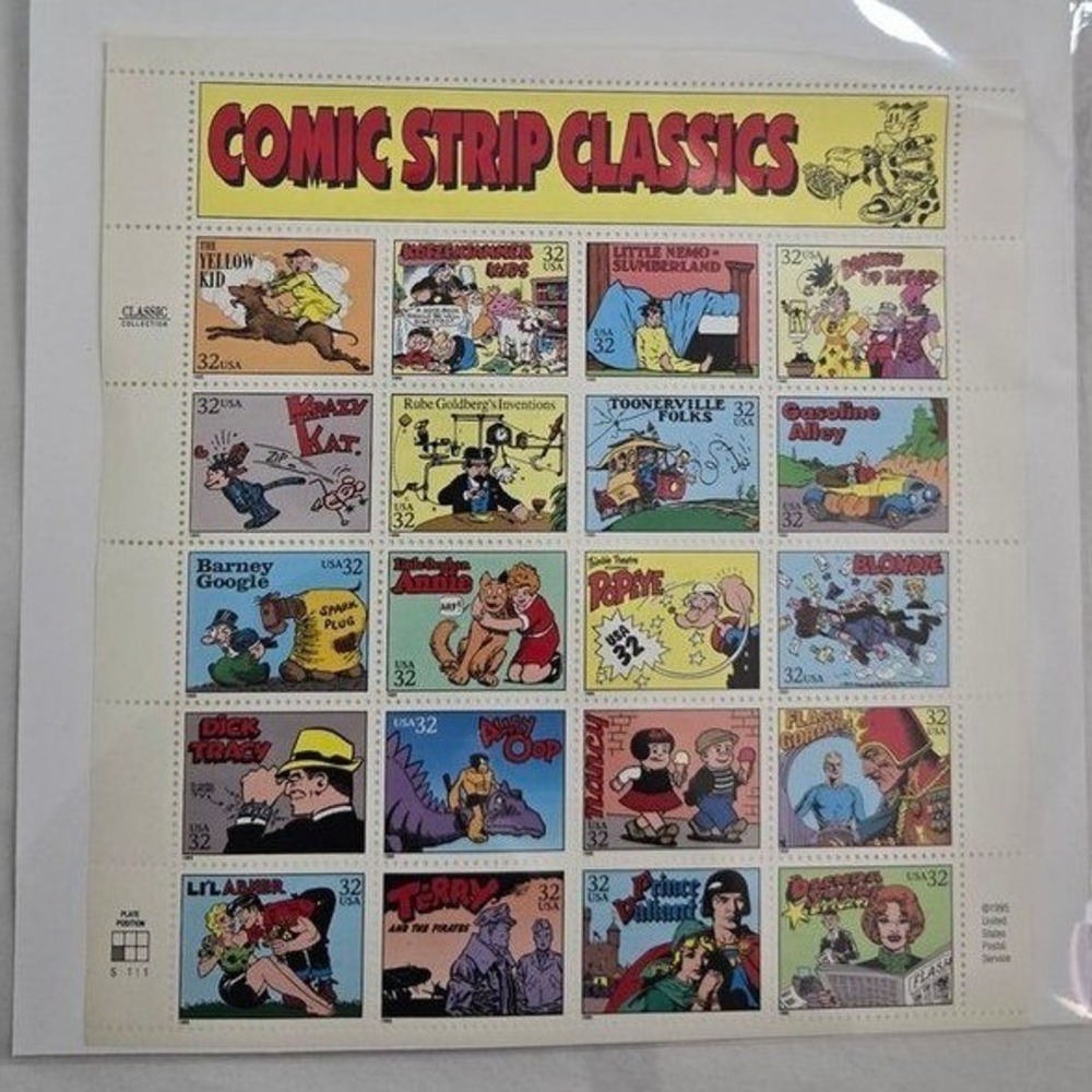 Vintage 1995 Comic Strip Classics‎ Stamp Sheet Mint USPS Popeye Flash Gordon USA